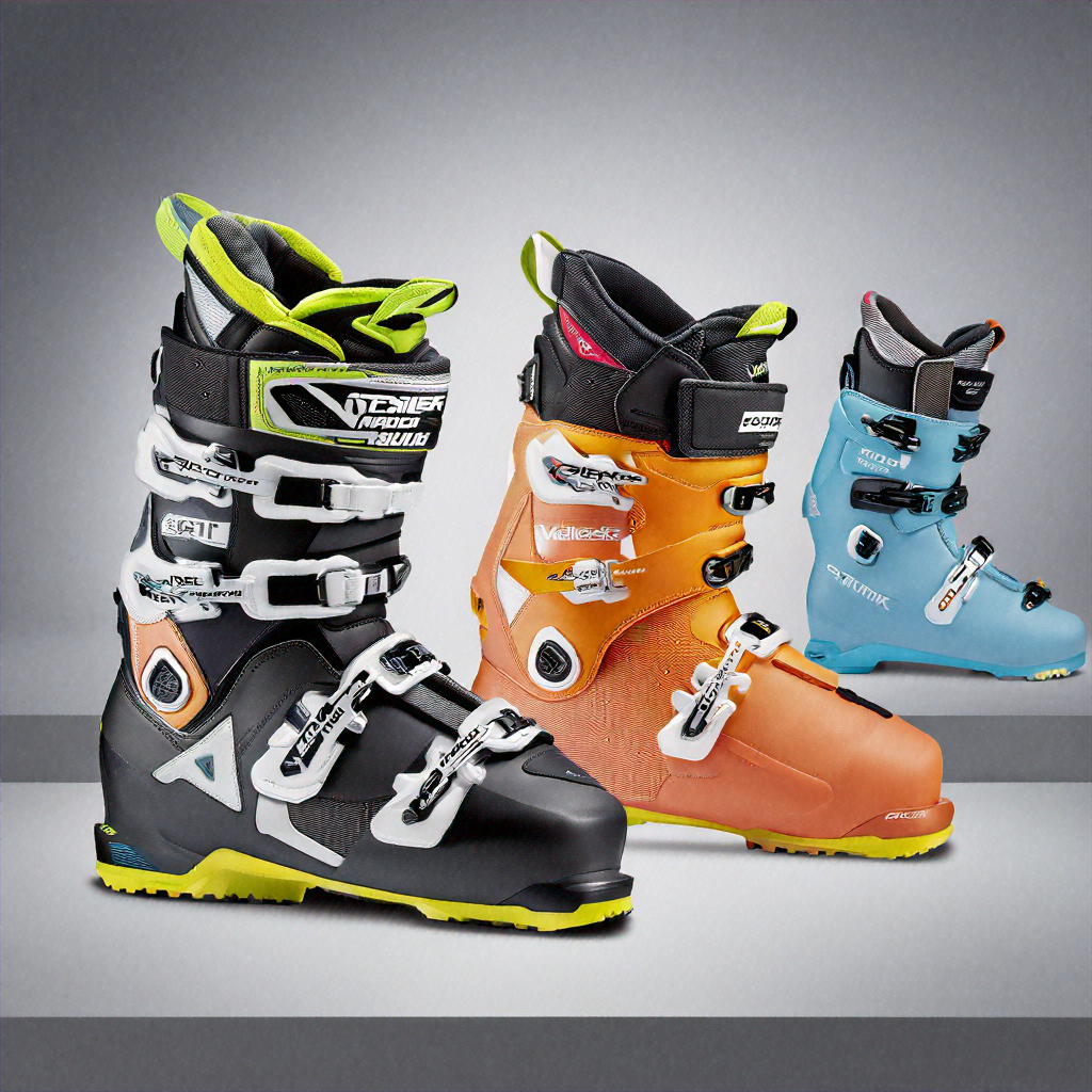 The image shows the contrast between a comfortable ski boot and aggressive but less comfortable ski boots.